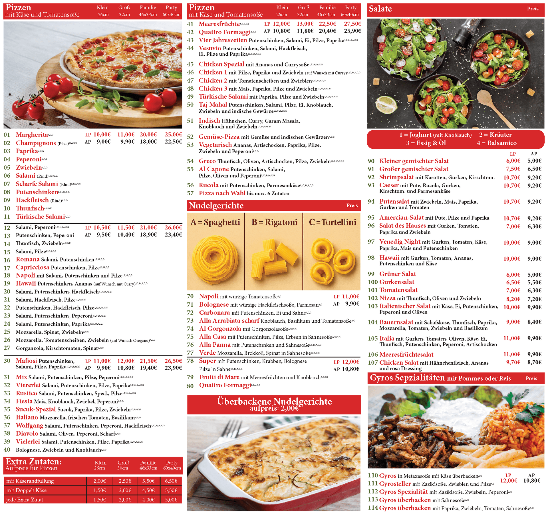 Nello's Pizza A3 Speisekarte November 2025 Rückseite